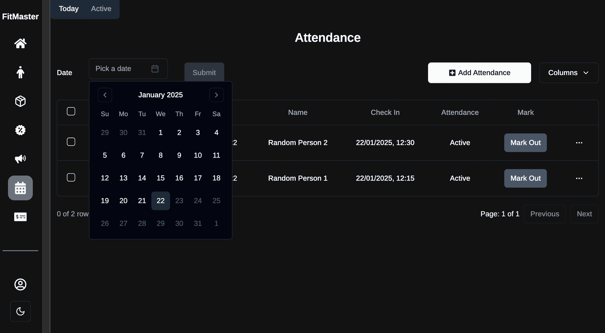 Attendance Tab
